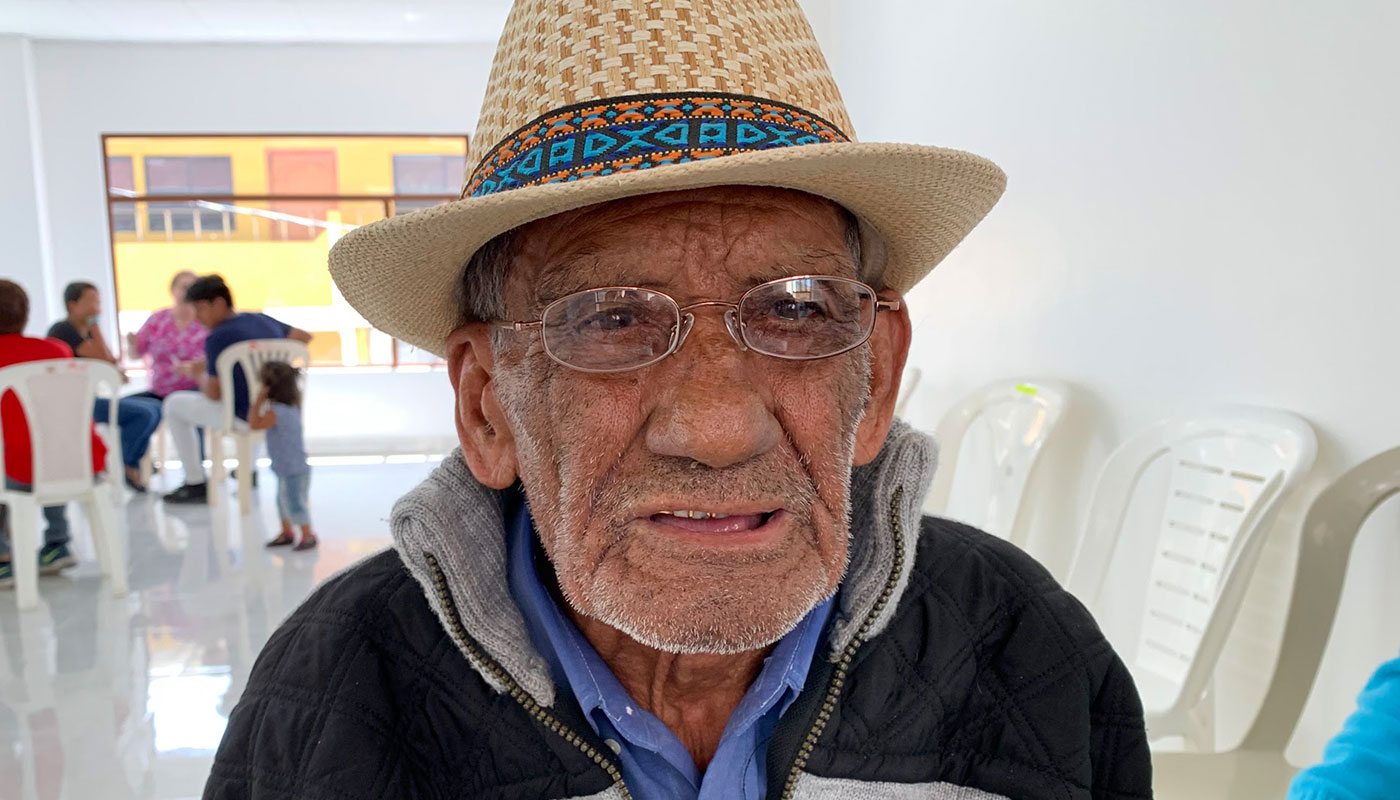 Elderly man in Ecuador wearing new eyeglasses received through a God’s Eyes vision clinic.